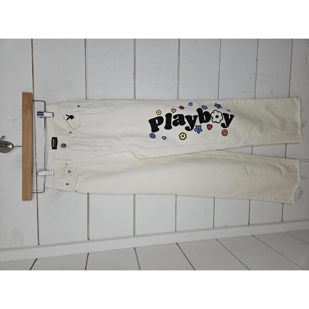 NWOT Playboy Pacsun size 2 (23") white distressed boyfriend jeans